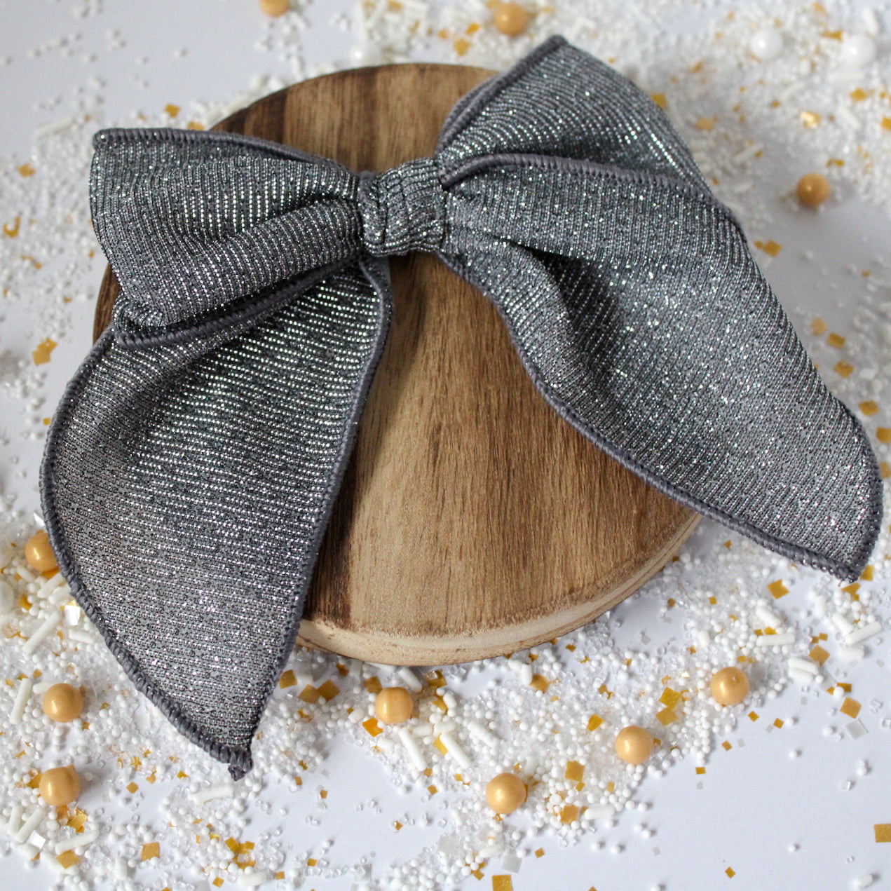 RTS Gray sparkle clip bow