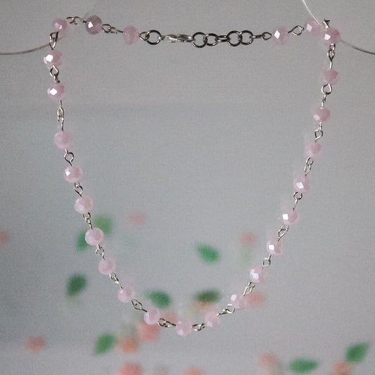 Peony pink crystals necklace