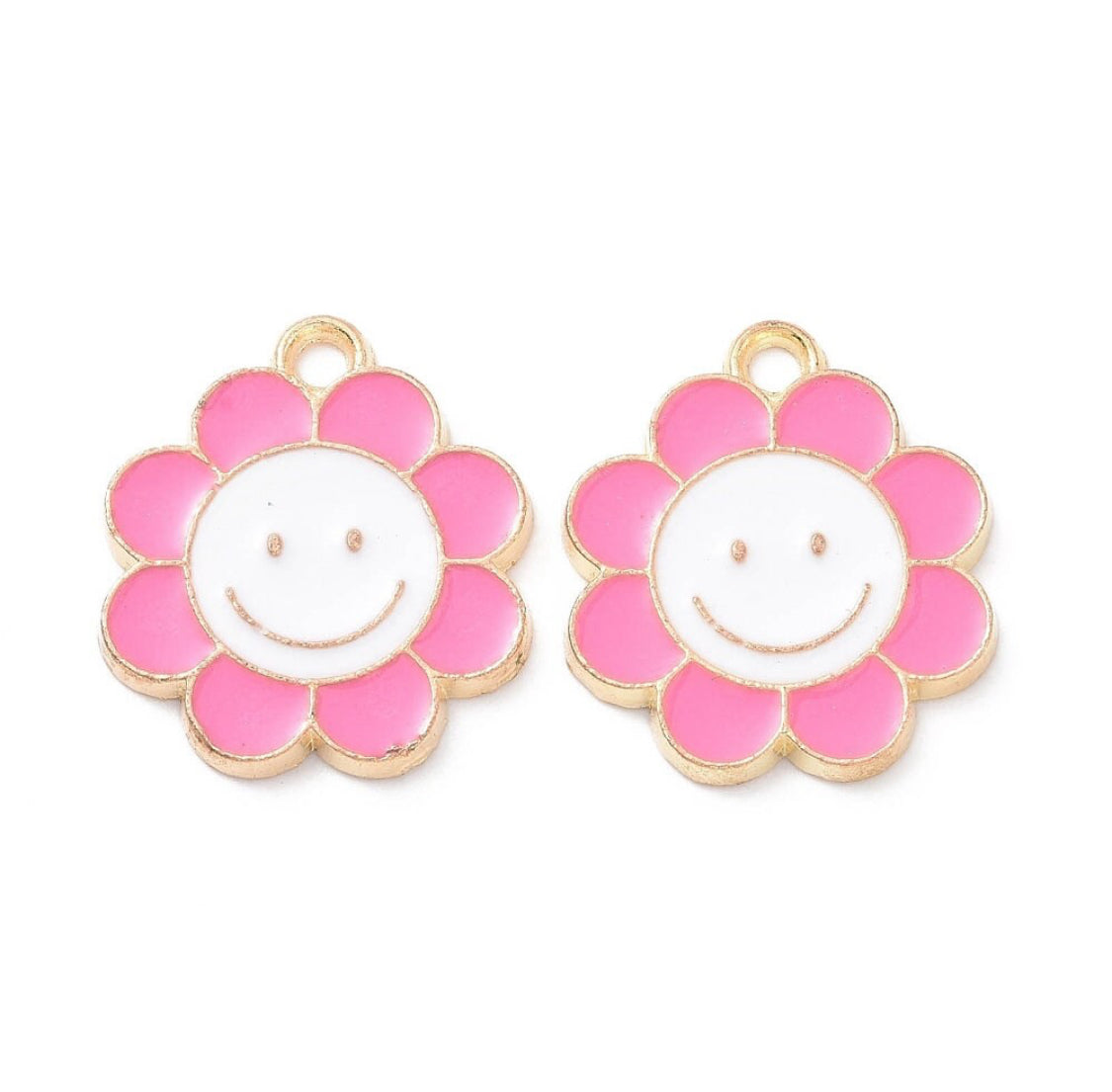 Pink smiley flower charm add on