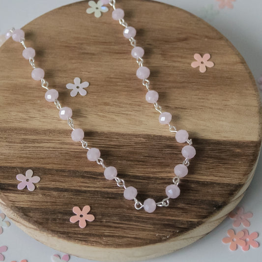 Peony pink crystals necklace