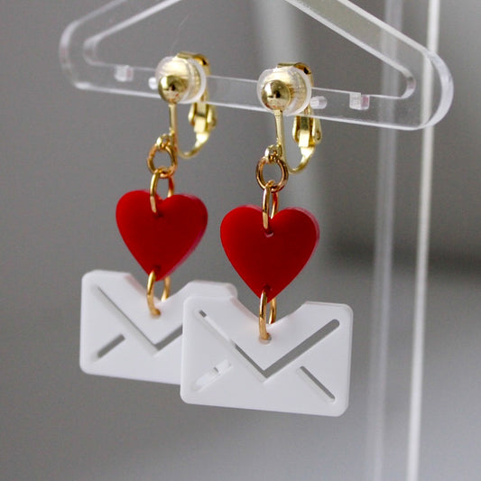 Love Letters Earrings - clip or stud