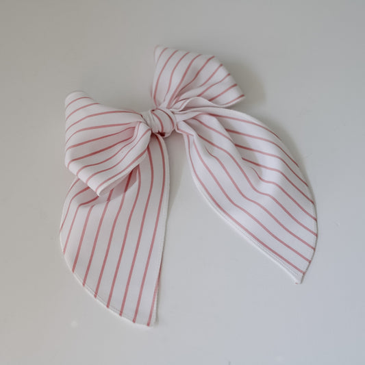 Pink stripes clip bow