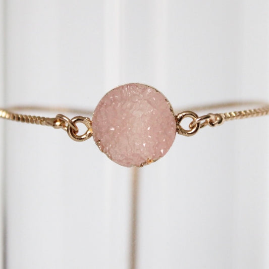 *REP ONLY* Dusty Pink Druzy- on sliding adjustable