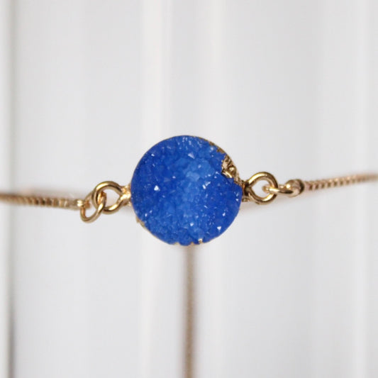 *REP ONLY* Royal Blue Druzy- on sliding adjustable