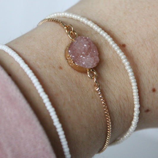 *REP ONLY* Dusty Pink Druzy- on sliding adjustable