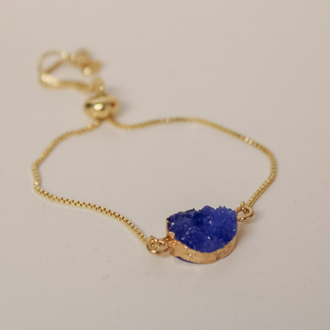 Blue Druzy Sliding Adjustable