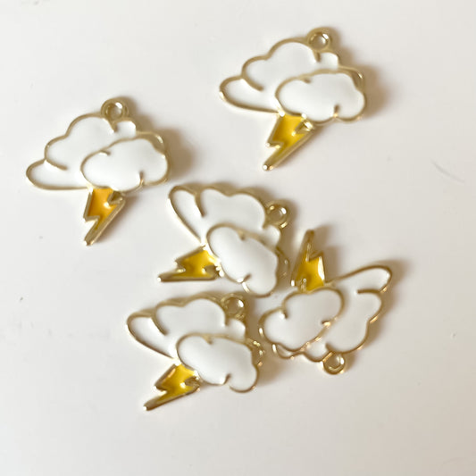 White/yellow lightening cloud charm add on