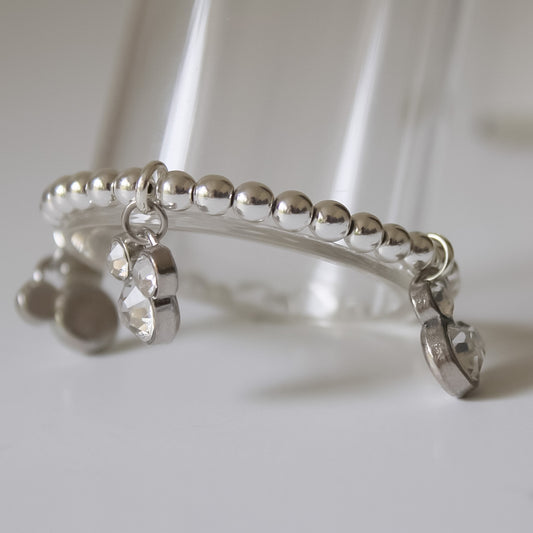 Silver rhinestone mouse charm bracelet