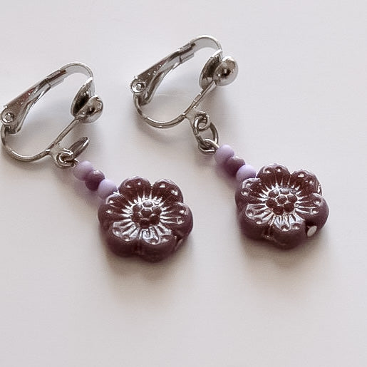 RTS lavender floral earrings