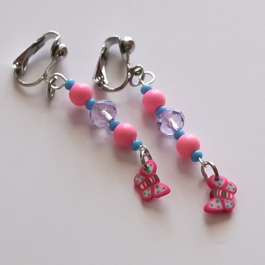 RTS pink butterfly earrings