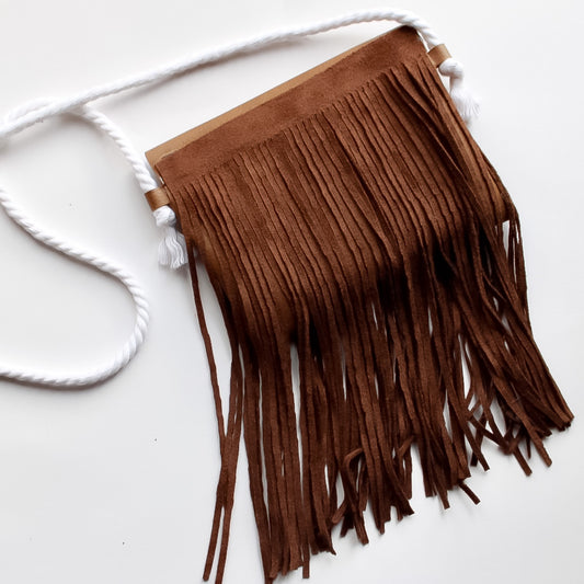 Medium brown fringe handbag