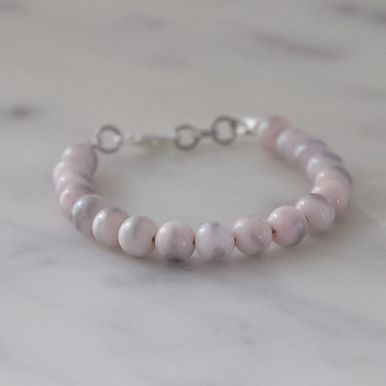 Silver pink brushed jade